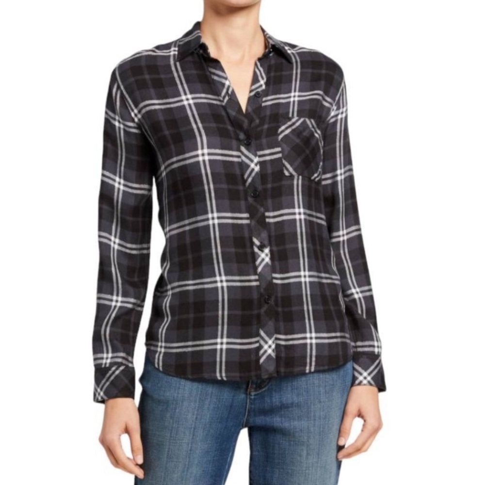 Rails Hunter Plaid Shirt in Onyx Slate White Size S